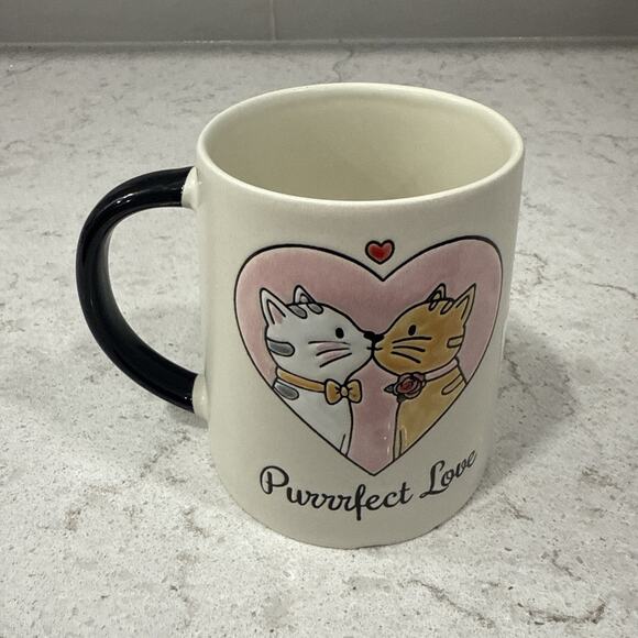 PURRRFECT LOVE Hand Painted Cats 17oz Ceramic Mug Cup SPECTRUM DESIGNZ Cat - Picture 3 of 8